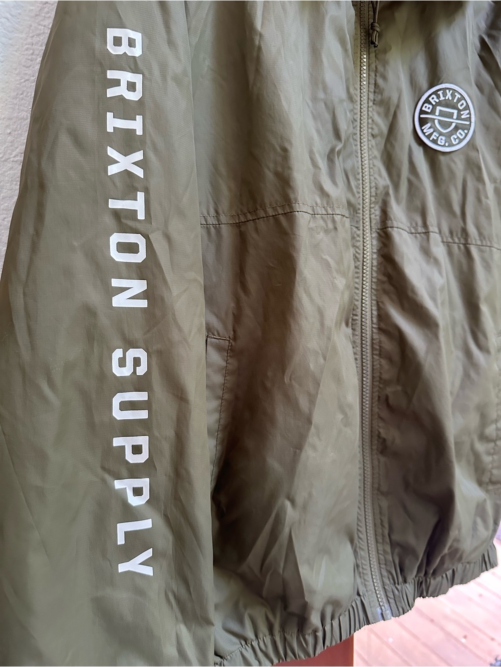 Brixton Olive Green Hooded Windbreaker Jacket
